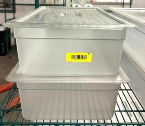 DESCRIPTION: (2) FULL SIZE PLASTIC PANS WITH LIDS QTY: 2