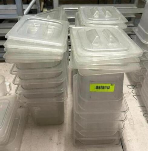 DESCRIPTION: (16) 1/6 SIZE PLASTIC PANS WITH LIDS QTY: 16