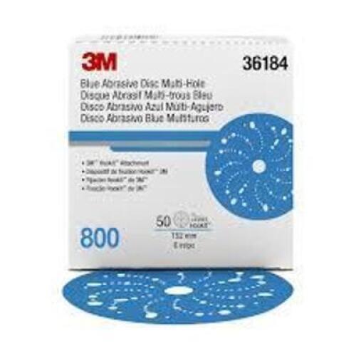 DESCRIPTION: (4) BOXES OF (50) ABRASIVE DISC MULTI-HOLE BRAND/MODEL: 3M #36184 INFORMATION: BLUE SIZE: 6" RETAIL$: $40.65 EA QTY: 4