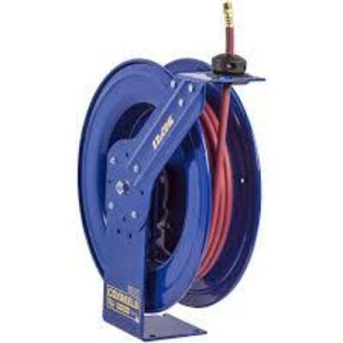 DESCRIPTION: (1) SPRING RETURN HOSE REELBRAND/MODEL: COXREELS #EZ-SH-375INFORMATION: BLUE, 3/8" HOSE DIAMETER, 75', 300 PSIRETAIL$: $659.00 EAQTY: 1
