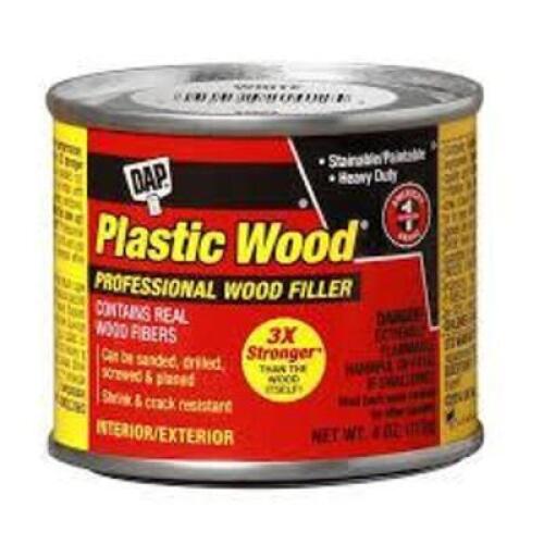 DESCRIPTION: (12) PLASTIC WOOD FILLER BRAND/MODEL: DAP #10L507 INFORMATION: WHITE SIZE: 4 OZ CANS RETAIL$: $8.54 PER CAN QTY: 12