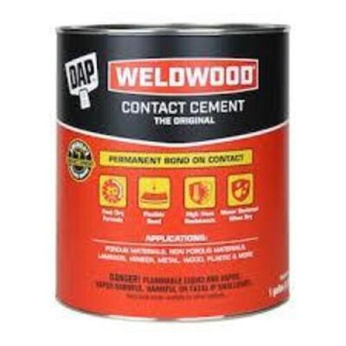 DESCRIPTION: (1) CONTACT CEMENT BRAND/MODEL: DAP WELDWOOD SIZE: 1 GALLON RETAIL$: $40.85 EA QTY: 1