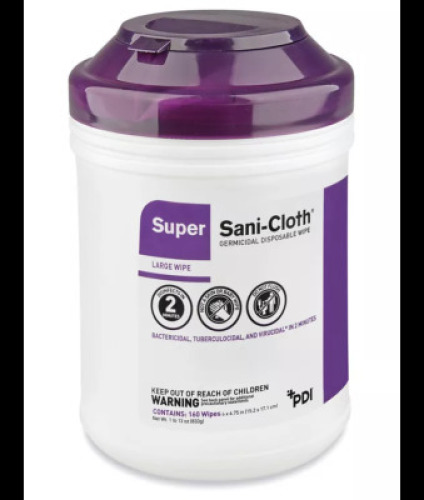 DESCRIPTION: (5) SANI-CLOTH GERMICIDAL WIPES BRAND/MODEL: SUPER SIZE: LARGE RETAIL$: $13.28 EA QTY: 5