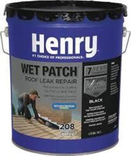 DESCRIPTION: (1) RUBBERIZED WET PATCH ROOF CEMENT LEAK REPAIR BRAND/MODEL: HENRY #208R SIZE: 5 GALLON RETAIL$: $115.49 QTY: 1