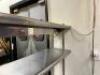 STAINLESS PREP TABLE W/ TWO TIER SHELF AND HEAT LAMP - 11