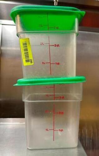 (2)- 4QT PLASTIC FOOD BINS WITH LIDS