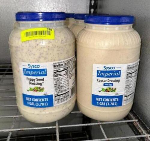 (5)- 1 GALLON JUGS OF ASSORTED DRESSINGS
