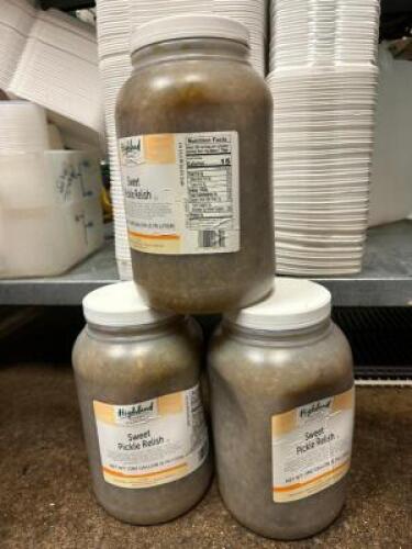 (3)- 1 GALLON JUGS OF SWEET PICKLE RELISH