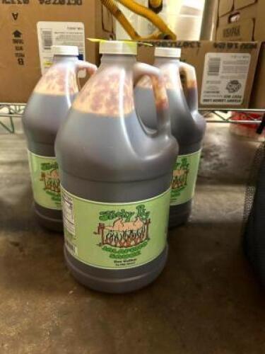 (3)- GALLONS OF STICKY PIG JALAPENO SAUCE