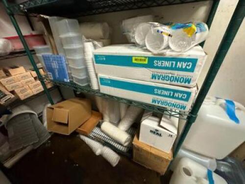 CONTENTS OF TWO SHELVES- ASSORTED PAPER PRODUCTS