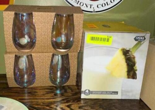 (3) - BOXES OF STEMLESS WINE GLASSES AND COCKTAIL GLASSES