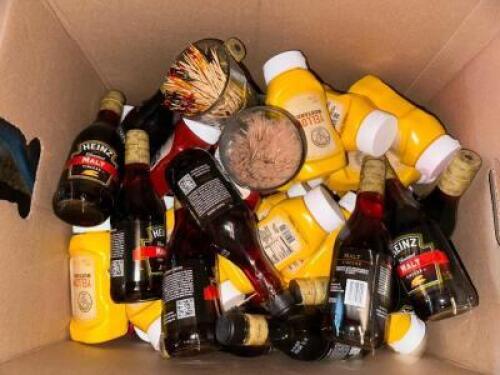 BOX OF ASSORTED MUSTARD AND VINEGAR