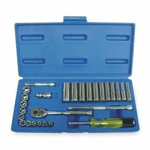 SOCKET WRENCH SET, SOCKET SIZE RANGE 5MM TO 14MM, DRIVE SIZE 1/4 IN, METRIC