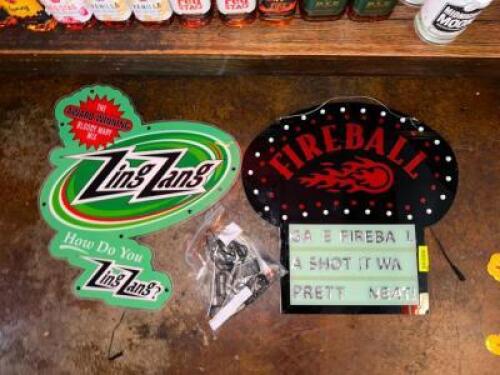 ZING ZANG AND FIREBALL LIGHT UP SIGNS
