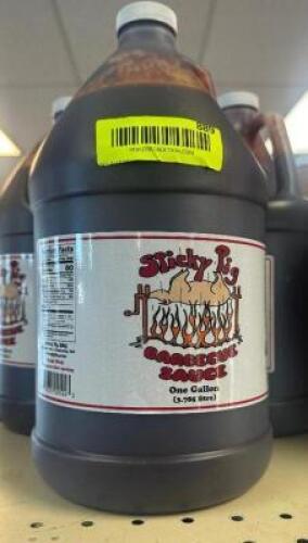 (5) 1 GALLON JUGS OF STICKY PIG BBQ SAUCE