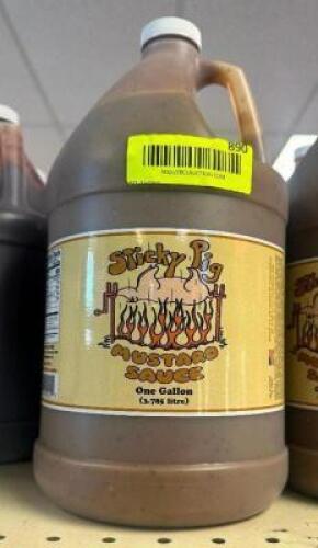(6) 1 GALLON JUGS OF STICKY PIG MUSTARD SAUCE