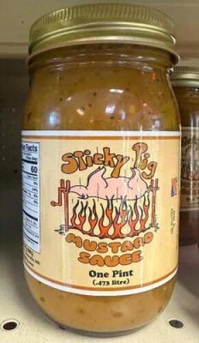 (6) PINT JARS OF STICKY PIG MUSTARD SAUCE