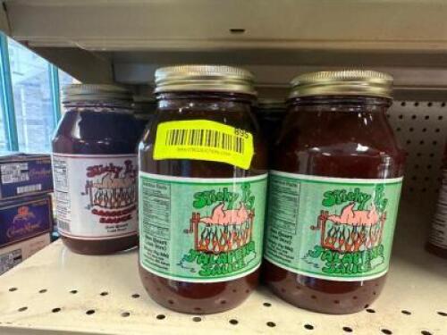 (8) ASSORTED PINT JARS OF STICKY PIG SAUCE