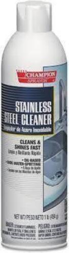 (6)CHAMPION SPRAYON STAINLESS STEEL CLEANER, 16OZ, AEROSOL