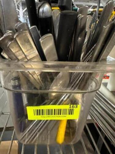 ASSORTED FLATWARE AND KITCHEN UTENSILS AS SHOWN