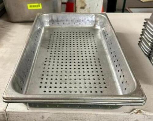 (3) FULL SIZE PERFORATED STAINLESS PANS