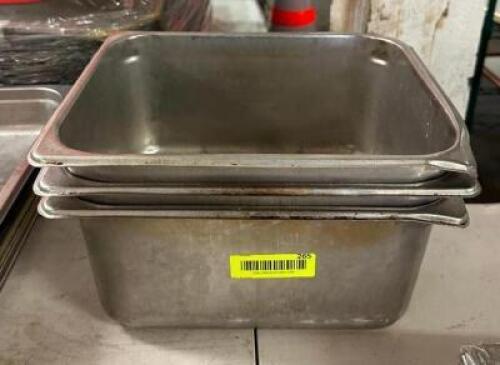 (3) 1/2 SIZE STAINLESS PANS