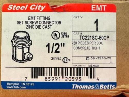 FULL BOX OF 1/2" EMT SCREW CONNECTORS