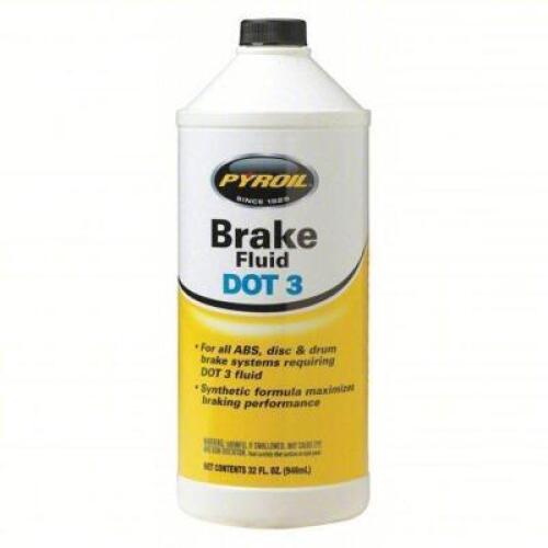 DESCRIPTION: (4) BOTTLES OF BRAKE FLUID BRAND/MODEL: PYROIL # 4NPR5 SIZE: 32 FL OZ RETAIL$: $13.08 EA QTY: 4