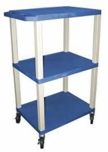 DESCRIPTION: (1) UTILITY CART WITH LIPPED PLASTIC SHELVESBRAND/MODEL: 5WCR0SIZE: 300 lb Load Capacity, 24 in x 18 in X 42 inRETAIL$: $145.25 EAQTY: 1