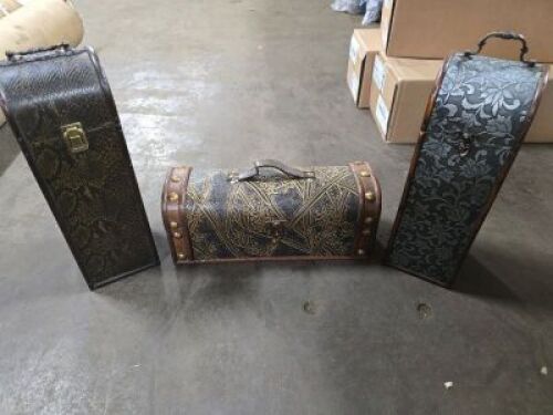 DESCRIPTION: (3) DECORATIVE STORAGE WINE BOXES BRAND/MODEL: SEE INSPECTION QTY: 3