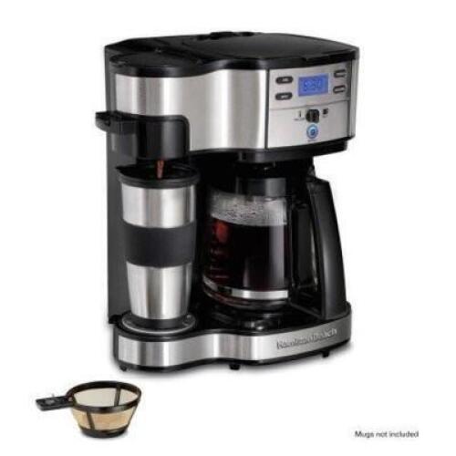 2-WAY BREWER, SINGLE SERVE COFFEE MAKER AND FULL 12 CUP COFFEE POT, STAINLESS STEEL, PROGRAMMABLE