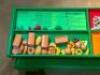 CUSTOM BUILT CHILDREN'S FARMERS MARKET WITH MULTIPLE CABINETS, FAKE FOOD, AND CALK BOARD MENU - 2