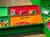 CUSTOM BUILT CHILDREN'S FARMERS MARKET WITH MULTIPLE CABINETS, FAKE FOOD, AND CALK BOARD MENU - 3