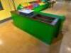 CUSTOM BUILT CHILDREN'S FARMERS MARKET WITH MULTIPLE CABINETS, FAKE FOOD, AND CALK BOARD MENU - 15