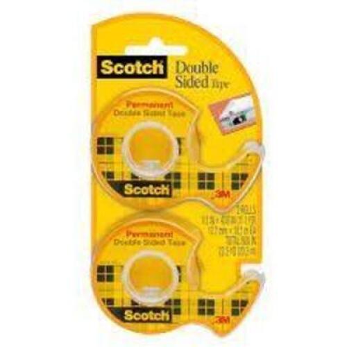 (6) SCOTCH DOUBLE SIDED TAPE, PERMANENT, 1/2 IN X 400 IN, 2 DISPENSERS/PACK