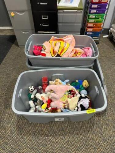 (2)- TOTES WITH ASSORTED TOYS