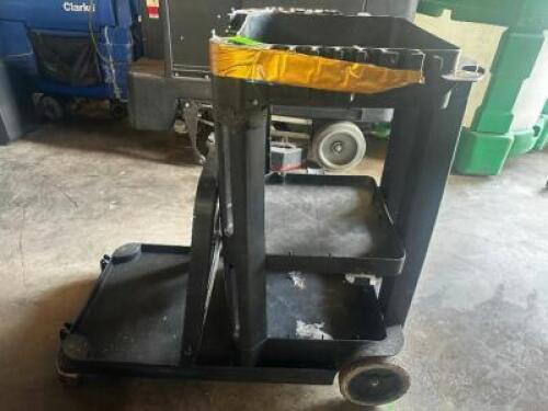 DESCRIPTION BLACK PLASTIC JANITORIAL CART QTY 1