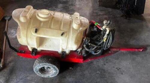 DESCRIPTION TOW BEHIND GAS POWERED SPRAYER ADDITIONAL INFORMATION MOTOR APPEARS TO BE STUCK. CORD DID NOT PULL QTY 1