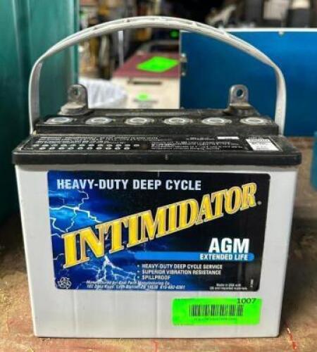 DESCRIPTION: HEAVY DUTY DEEP CYCLE BATTERY BRAND/MODEL: INTIMIDATOR 8AU1H 45 RC INFORMATION: 12V QTY: 1