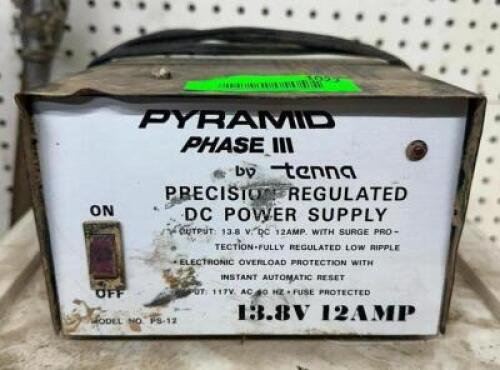 DESCRIPTION: PHASE III PRECISION REGULATED DC POWER SUPPLY BRAND/MODEL: PYRAMID PS-12 INFORMATION: 13.8V, 12A QTY: 1