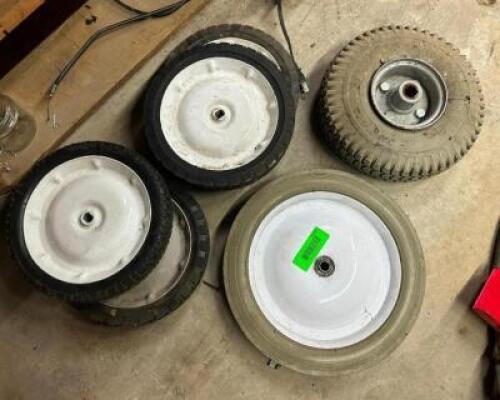 DESCRIPTION: (6) ASSORTED WHEELS AS SHOWN QTY: 1