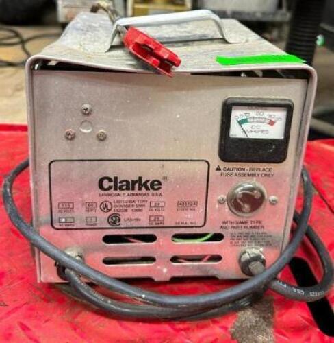 DESCRIPTION: ELECTRONIC BATTERY CHARGER BRAND/MODEL: CLARKE 13080 INFORMATION: 24V, 25 DCA QTY: 1