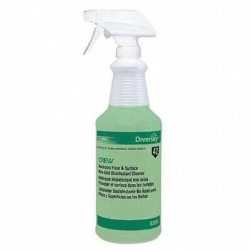 (12) TRIGGER SPRAY BOTTLE, 32 OZ, CLEAR, CREW RESTROOM FLOOR AND SURFACE NON-ACID DISINFECTANT CLEANER