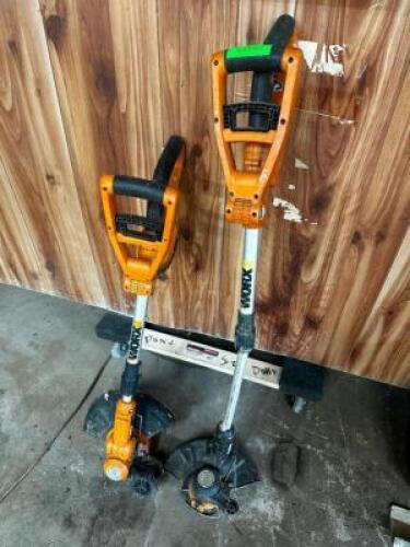DESCRIPTION (3) WORKS PORTABLE WEED EATERS. ADDITIONAL INFORMATION NO BATTERY AND CHARGERS THIS LOT IS: ONE MONEY QTY 1