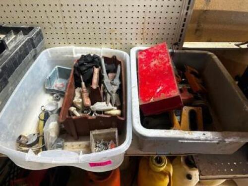 DESCRIPTION (2) BINS OF MISC. TOOLS AND HARDWARE. QTY 1