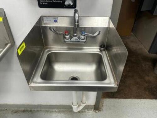 DESCRIPTION WALL MOUNTED STAINLESS HAND SINK . BRAND / MODEL: SERV-WARE HS15S-CWP ADDITIONAL INFORMATION W/ TOWEL AND SOAP DISPENSER LOCATION KITCHEN