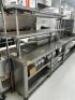 DESCRIPTION 77" STAINLESS PLATE CABINET / COUNTER WITH TWO TIER RISER SHELF. ADDITIONAL INFORMATION CONTENTS NOT INCLUDED SIZE 77.5" LONG LOCATION KIT