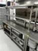 DESCRIPTION 77" STAINLESS PLATE CABINET / COUNTER WITH TWO TIER RISER SHELF. ADDITIONAL INFORMATION CONTENTS NOT INCLUDED SIZE 77.5" LONG LOCATION KIT - 2