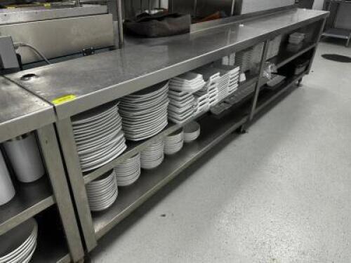 DESCRIPTION 134" STAINLESS PLATE CABINET / COUNTER . ADDITIONAL INFORMATION CONTENTS NOT INCLUDED SIZE 134.5" LONG LOCATION KITCHEN QTY 1