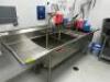 DESCRIPTION 102" LEFT SIDE STAINLESS THREE WELL POT SINK SOIL TABLE. BRAND / MODEL: ADVANCE TABCO FC-4-1824-18RL ADDITIONAL INFORMATION W/ SPRAY NOZZL